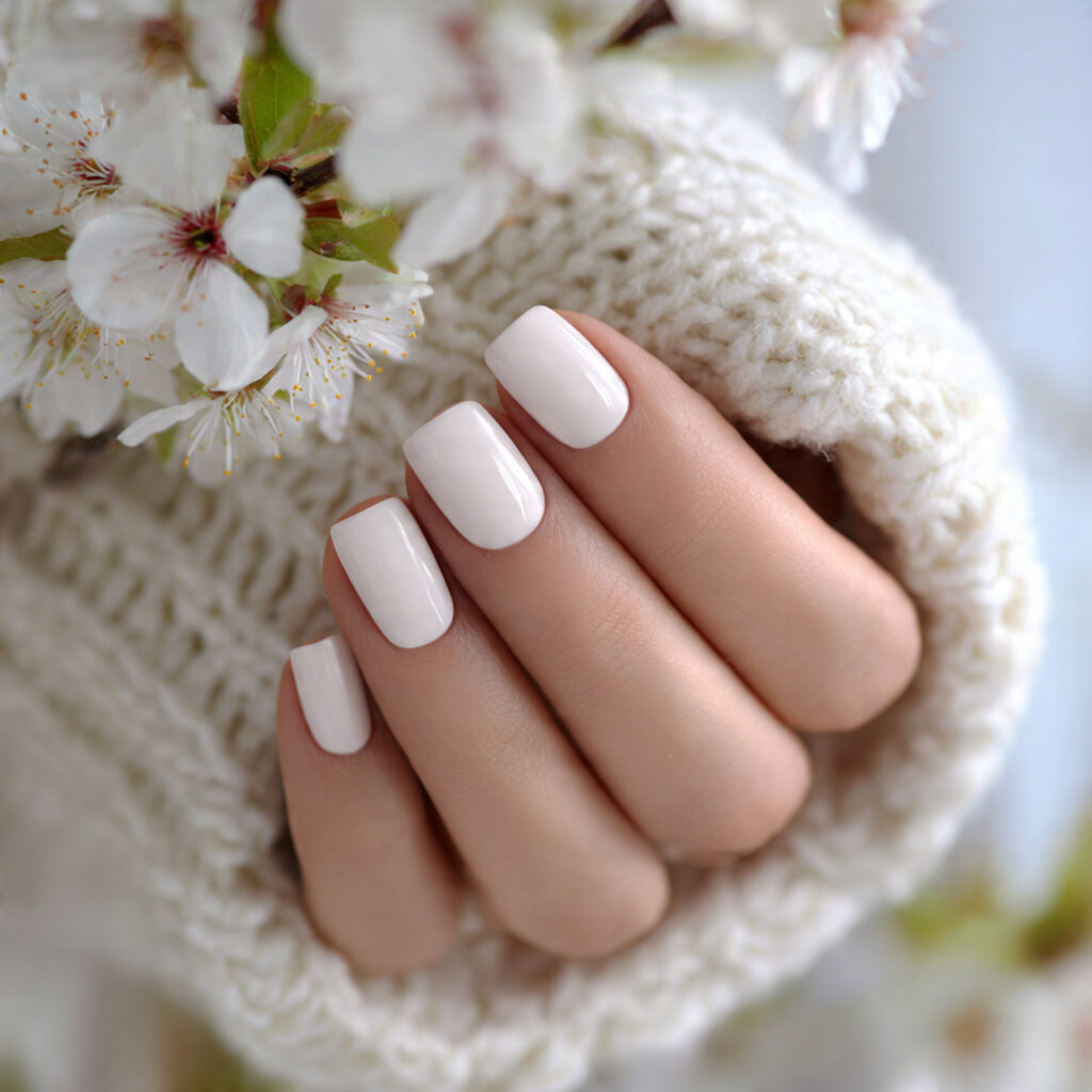design nails in soft white clean and