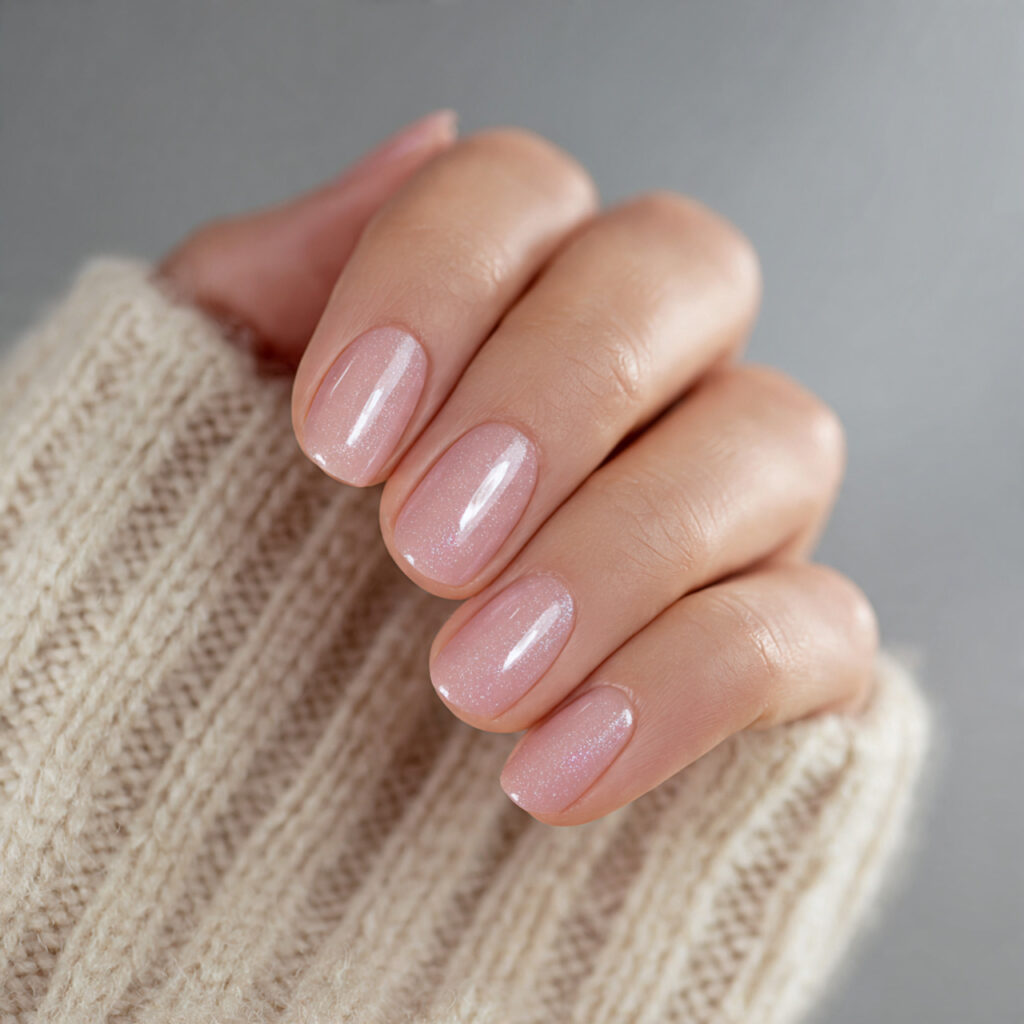 design nails with a sheer pink base