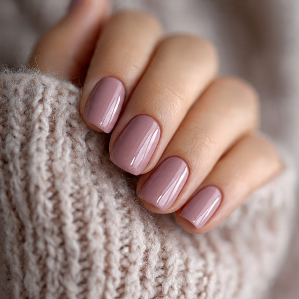 dusty mauve short nails versatile neutral tone