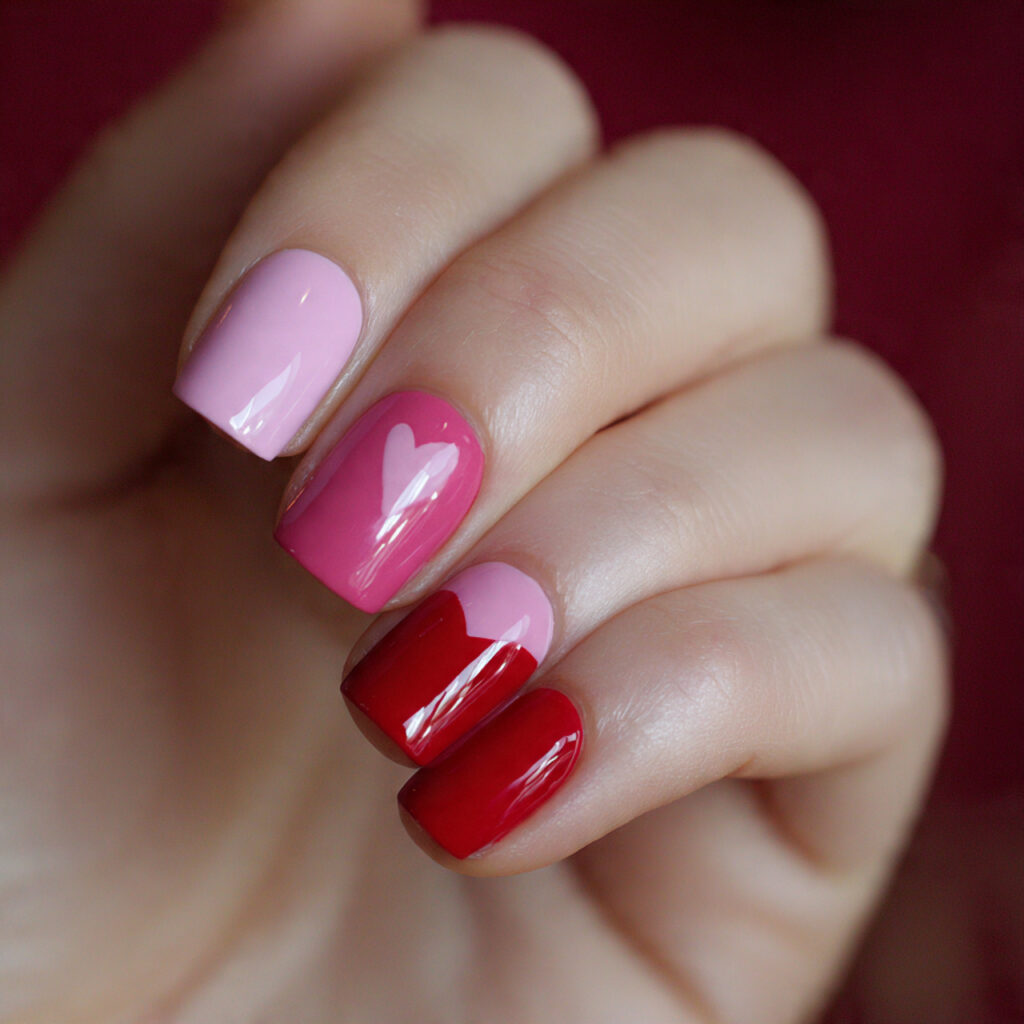 easy valentine nails by painting alternating nails