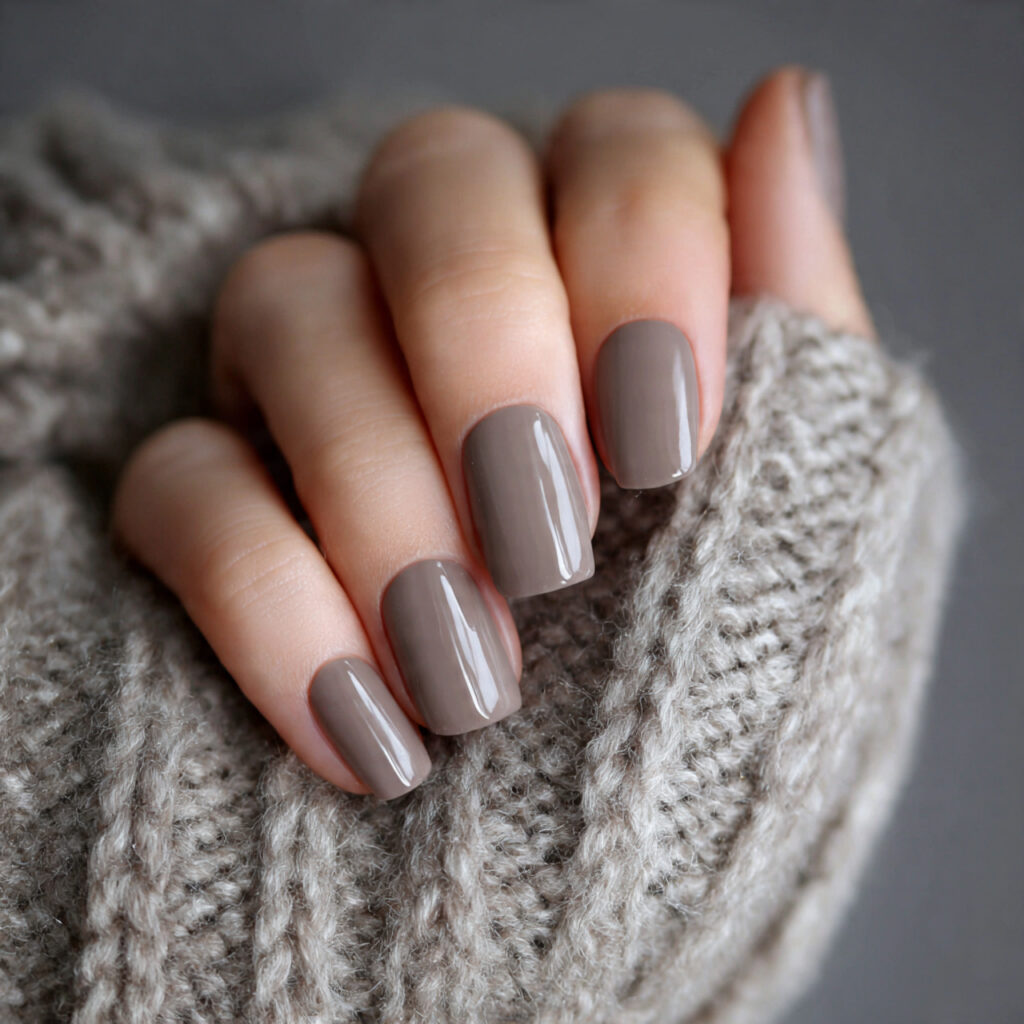 greige nails with smooth matte finish contemporary