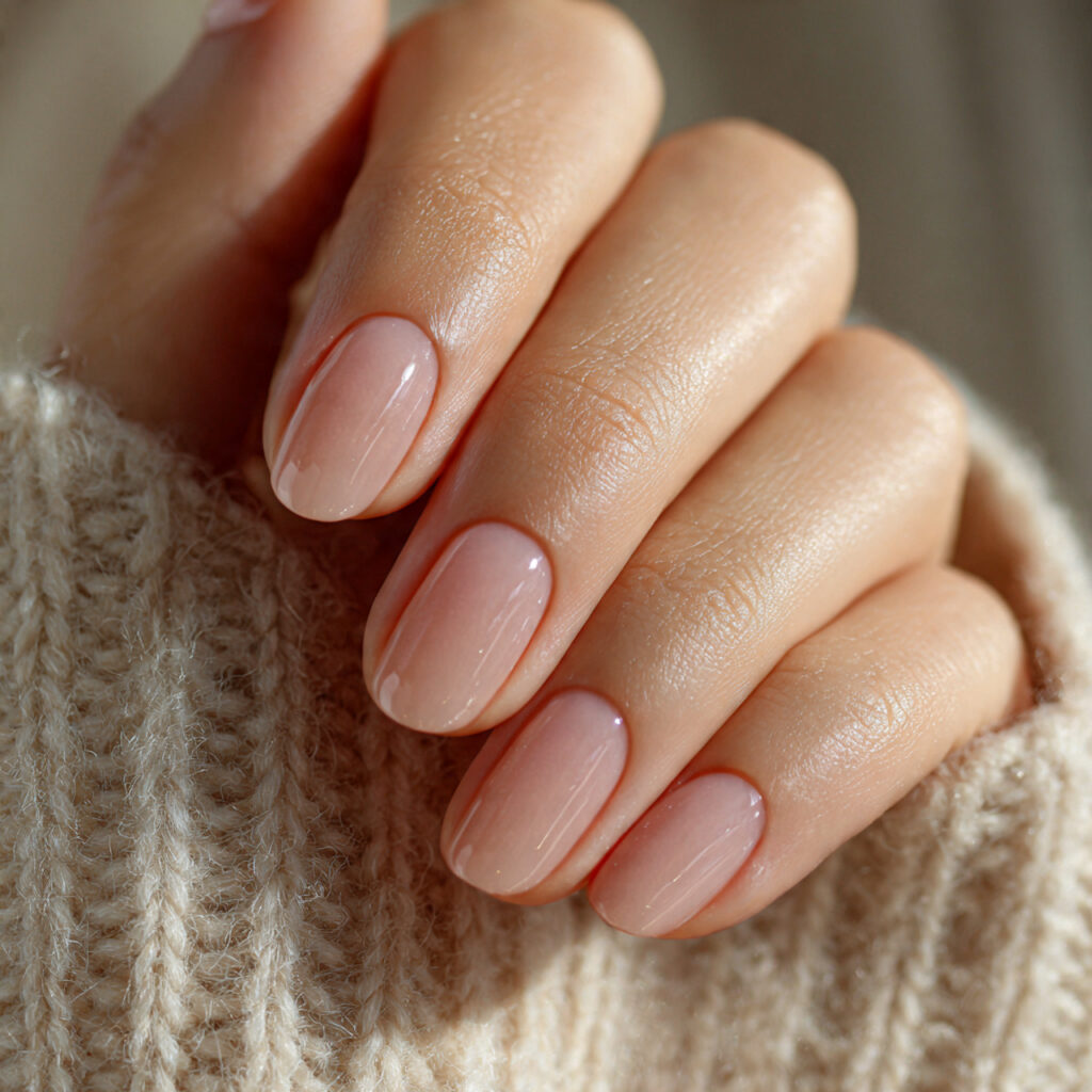 27 Everyday Short Nails That Are Clean, Minimal, and Stylish 5 high shine clear coat on short nails barely there