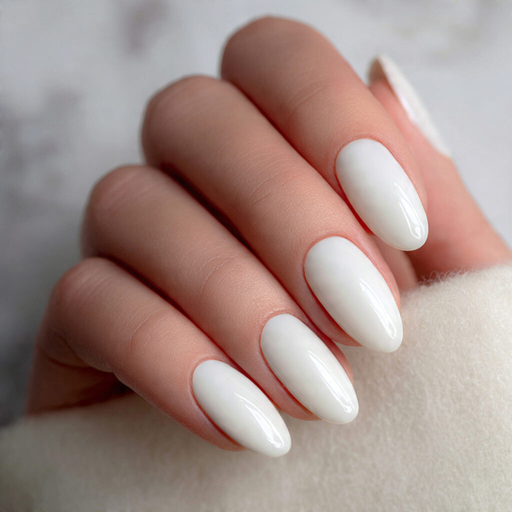 image of milky white nails with a fully opaque fin