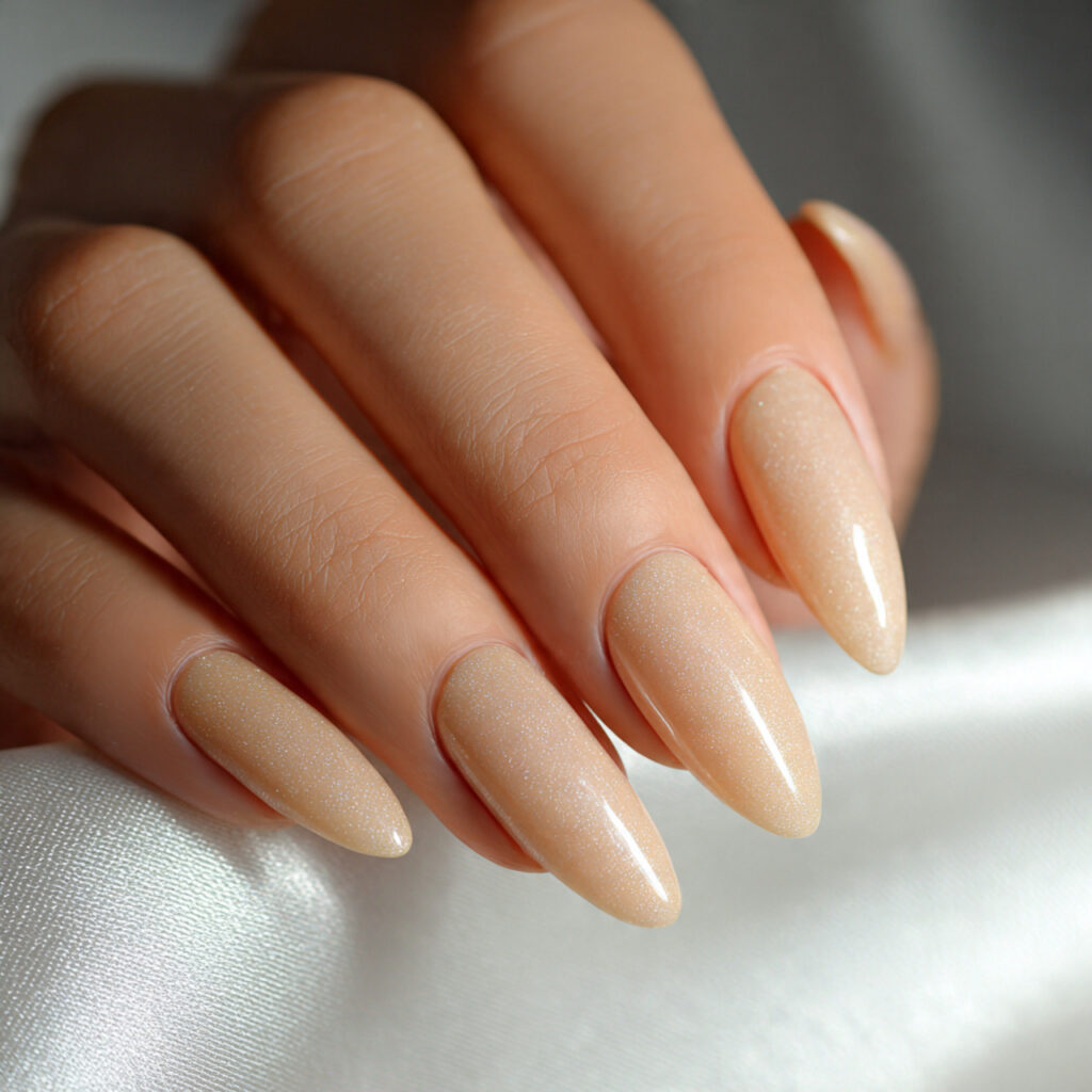 21 Pre-Spring Nail Ideas That Feel Fresh, Soft & Perfect Right Now 8 image of nails in soft champagne tone with gentle