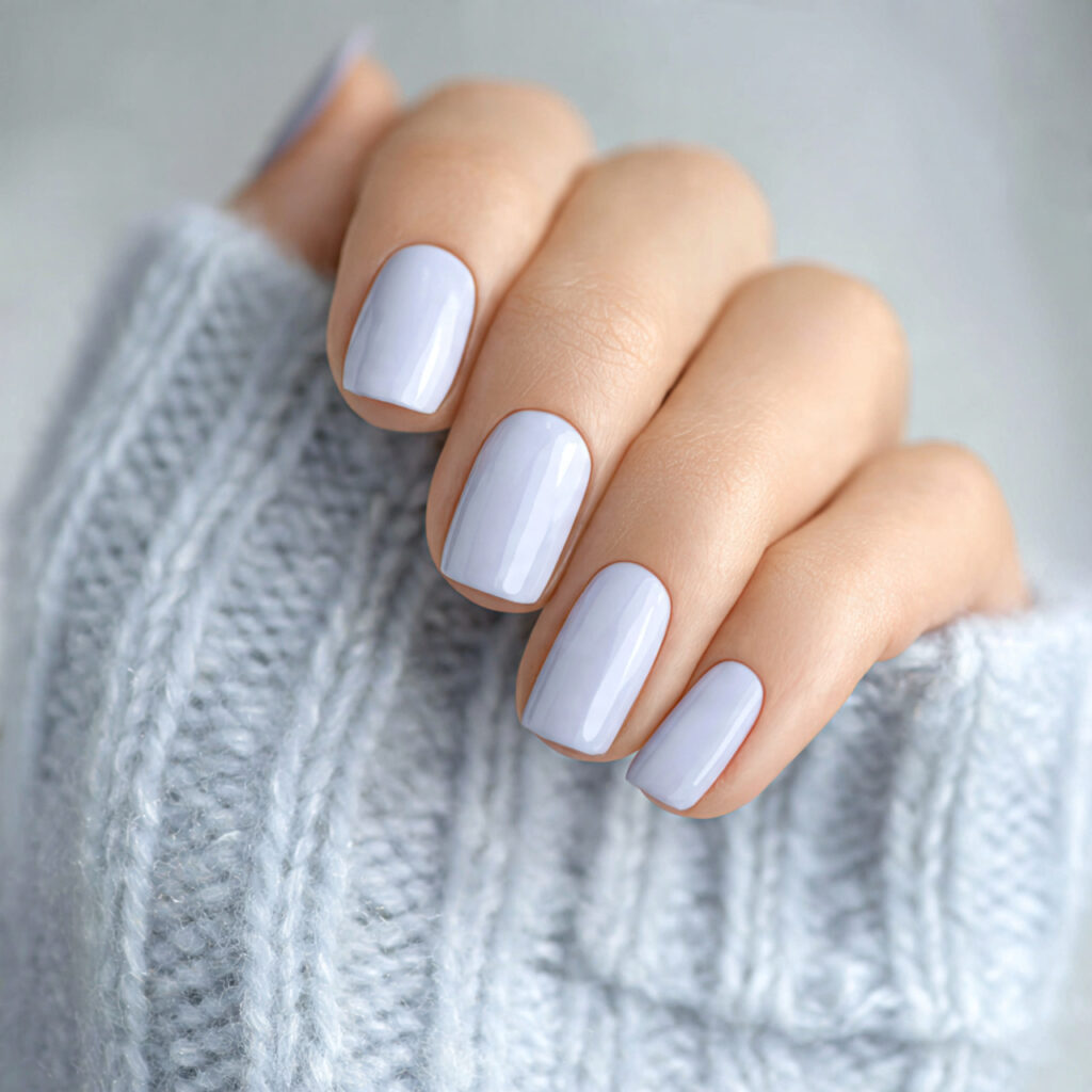21 Pre-Spring Nail Ideas That Feel Fresh, Soft & Perfect Right Now 10 image of nails in soft pale periwinkle shade light