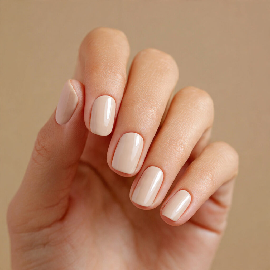 21 Pre-Spring Nail Ideas That Feel Fresh, Soft & Perfect Right Now 11 image of nails in warm light beige simple polished