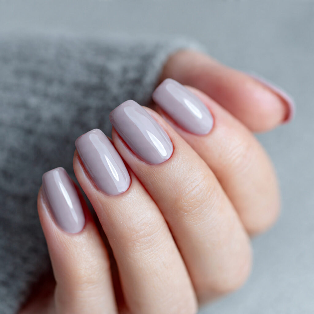 21 Pre-Spring Nail Ideas That Feel Fresh, Soft & Perfect Right Now 5 image of nails painted soft gray with warm pink hi