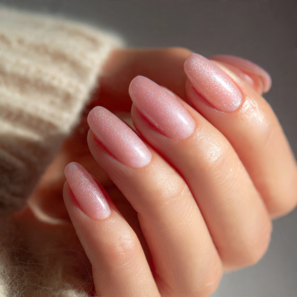21 Pre-Spring Nail Ideas That Feel Fresh, Soft & Perfect Right Now 16 image of nails with sheer pink base and very fine