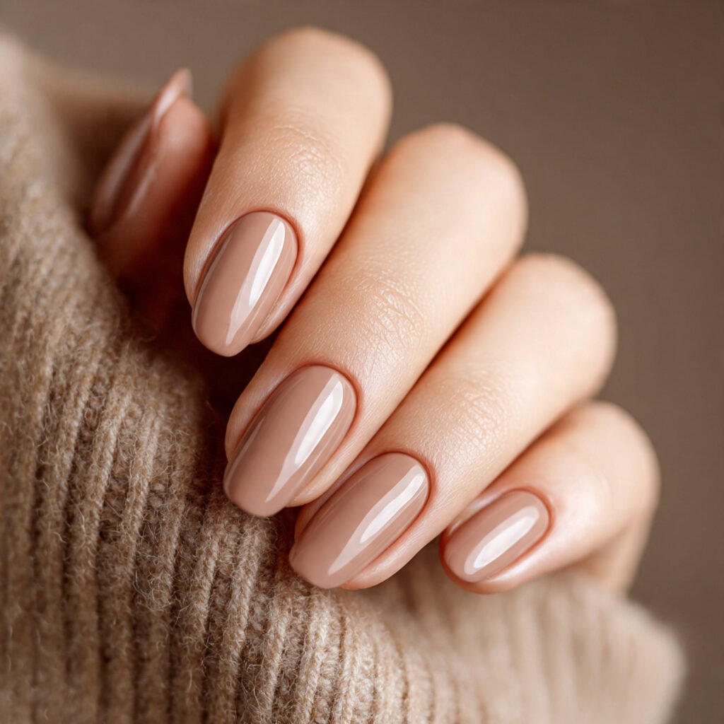 light mocha colored nails with subtle warmth and d