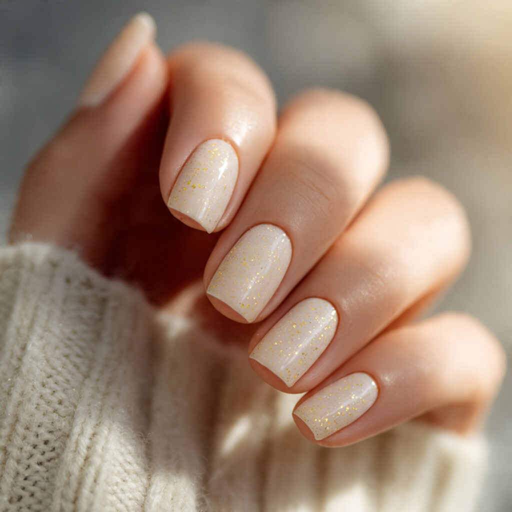 29 Soft Early Spring Nail Ideas That Feel Fresh, Light & Wearable 30 Warm Ivory with Gold Flecks