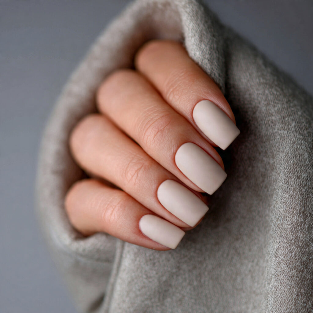 25 Office Nail Ideas That Look Professional, Clean, and Effortlessly Stylish 15 matte beige office nails short clean shape