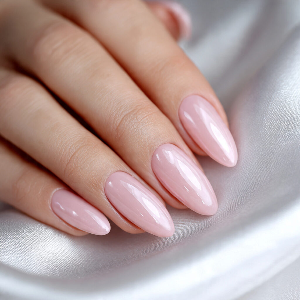 medium oval nails in soft blush pink with extra gl