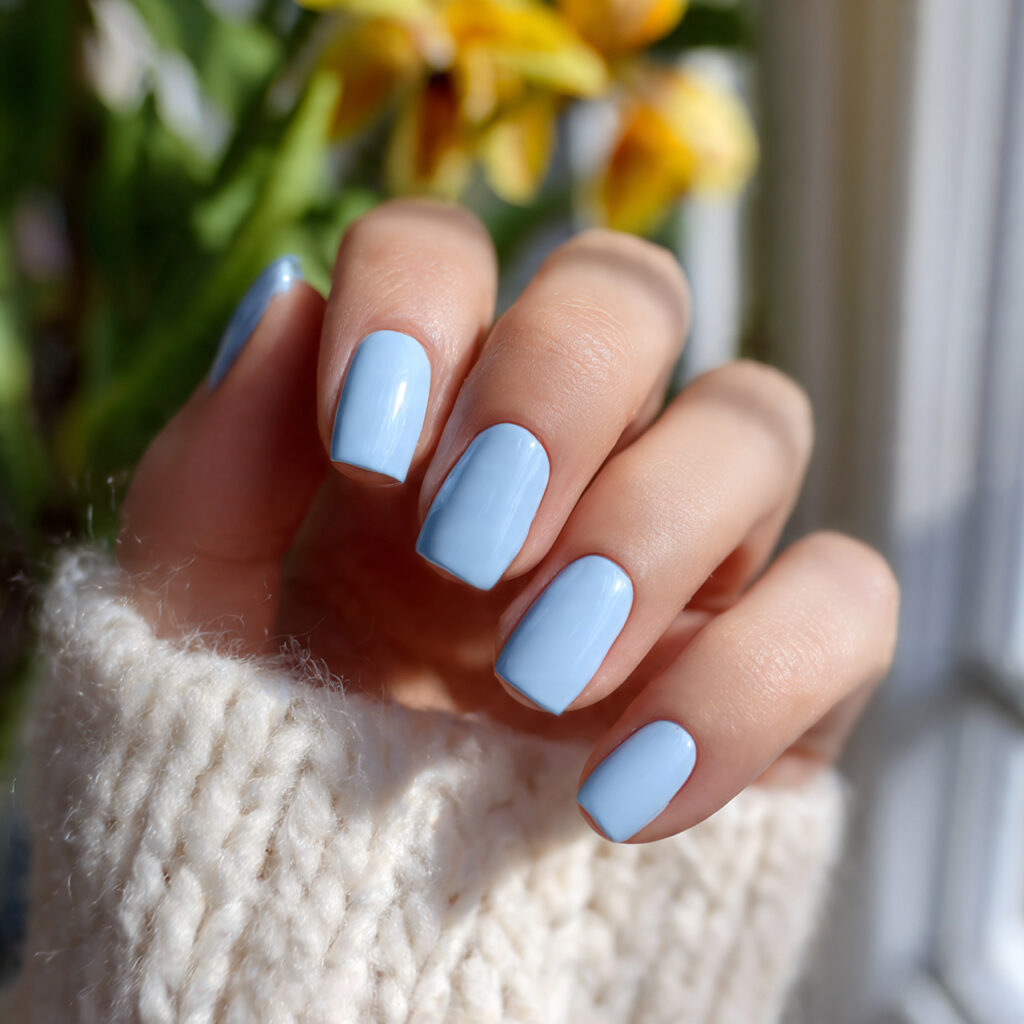Baby Blue Square Nails