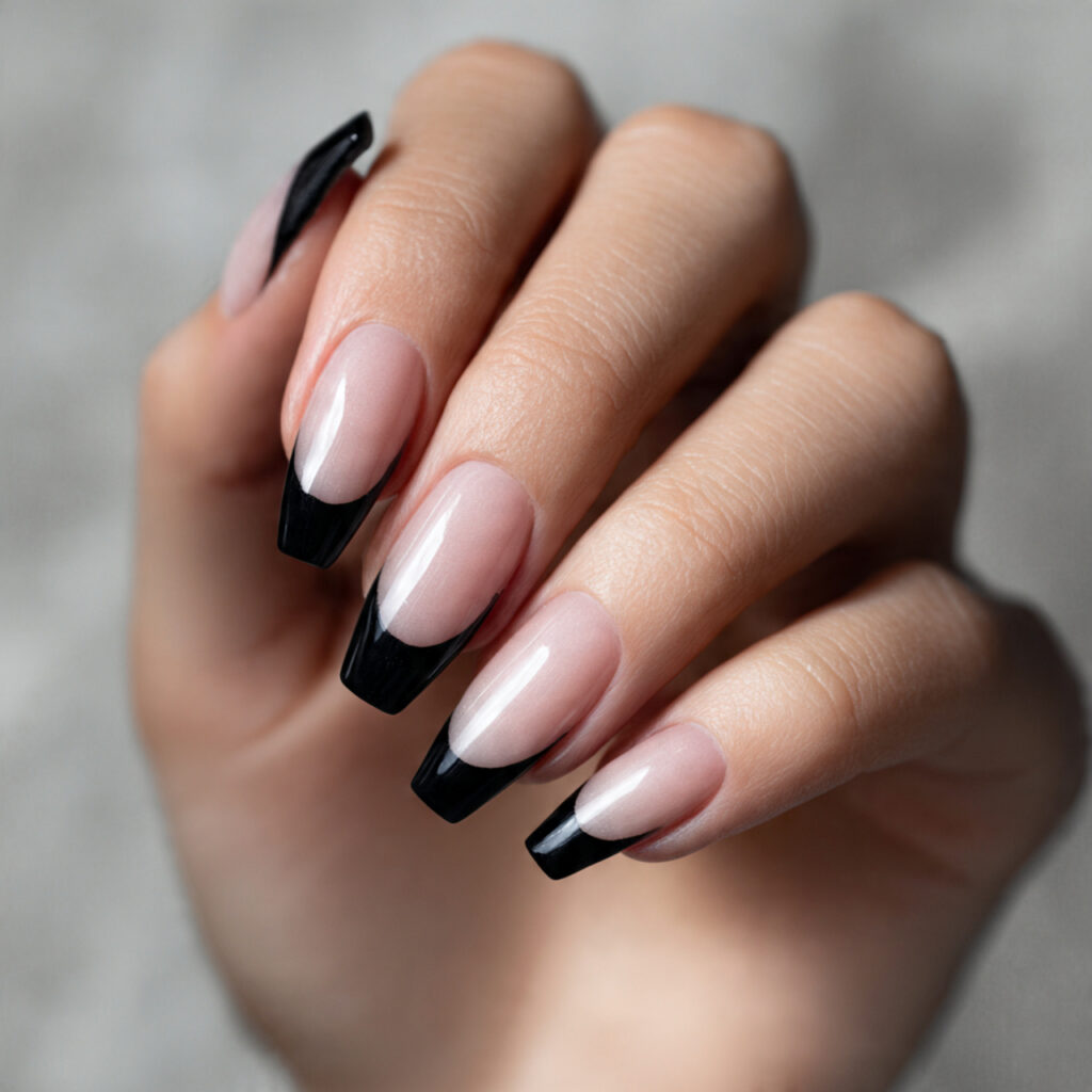 modern edgy nail image for black french