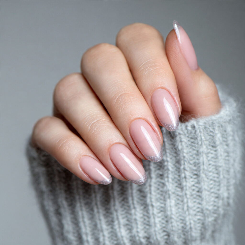 modern french manicure nails medium length almond or