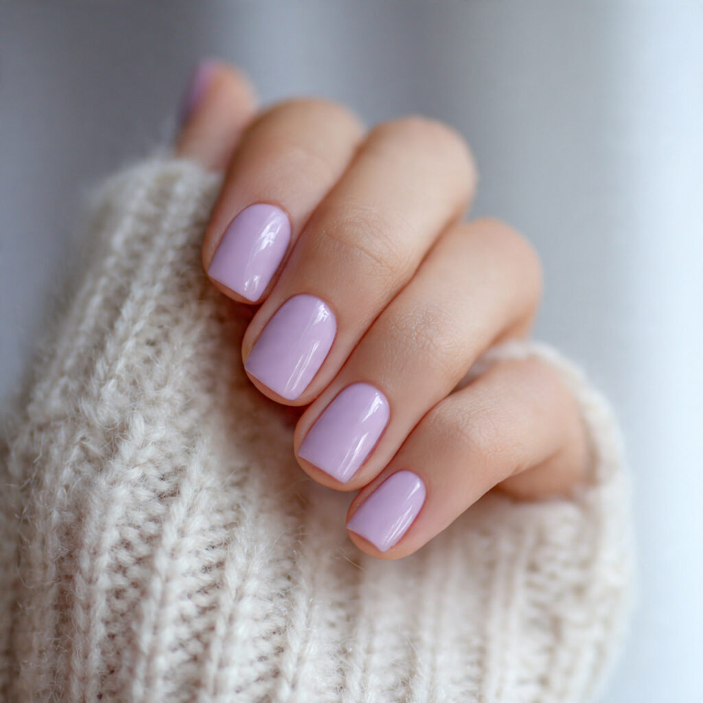 muted lilac short nails soft pastel tone