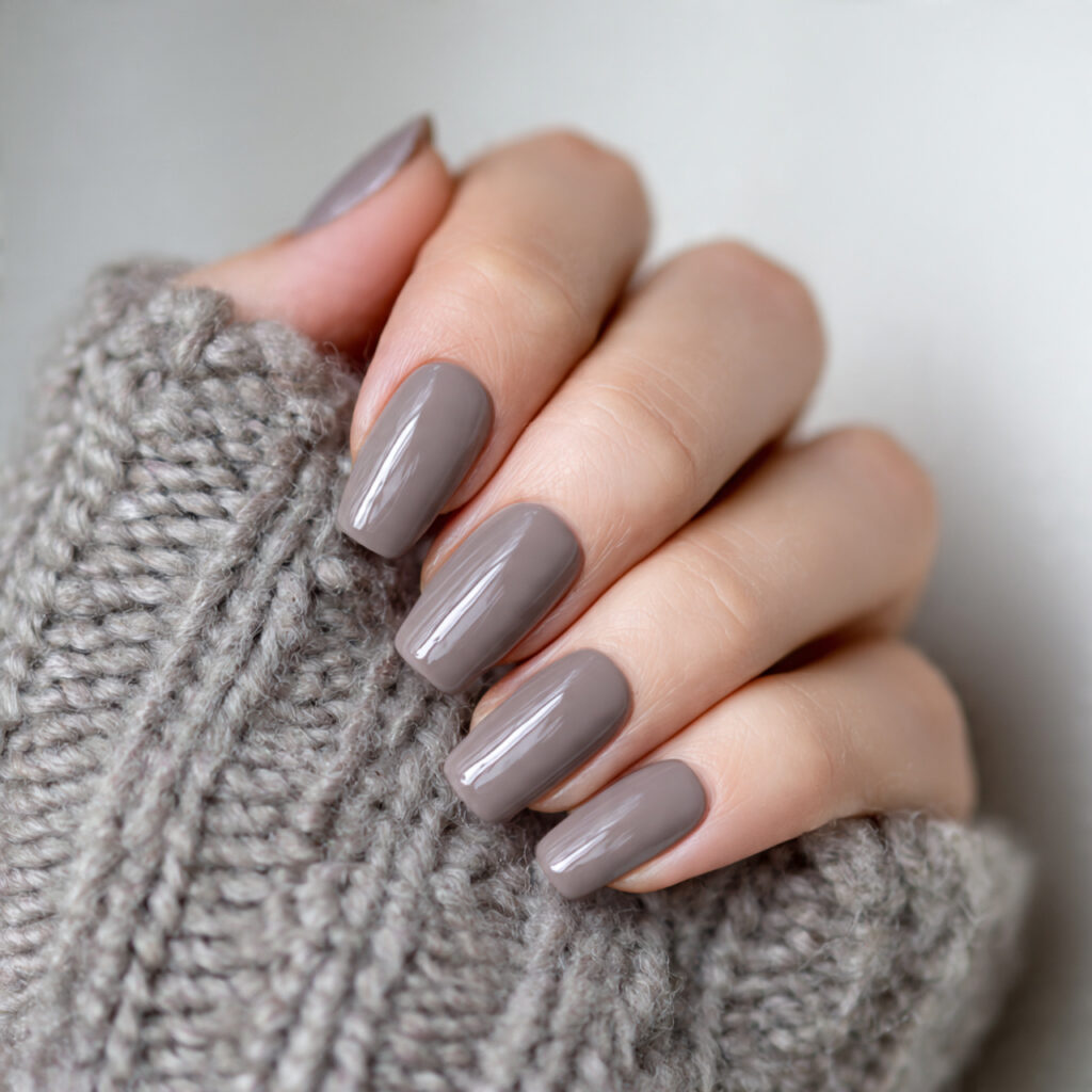 21 Quiet Luxury Nail Ideas That Look Minimal, Expensive, and Timeless 7 nails in a greige shade with a