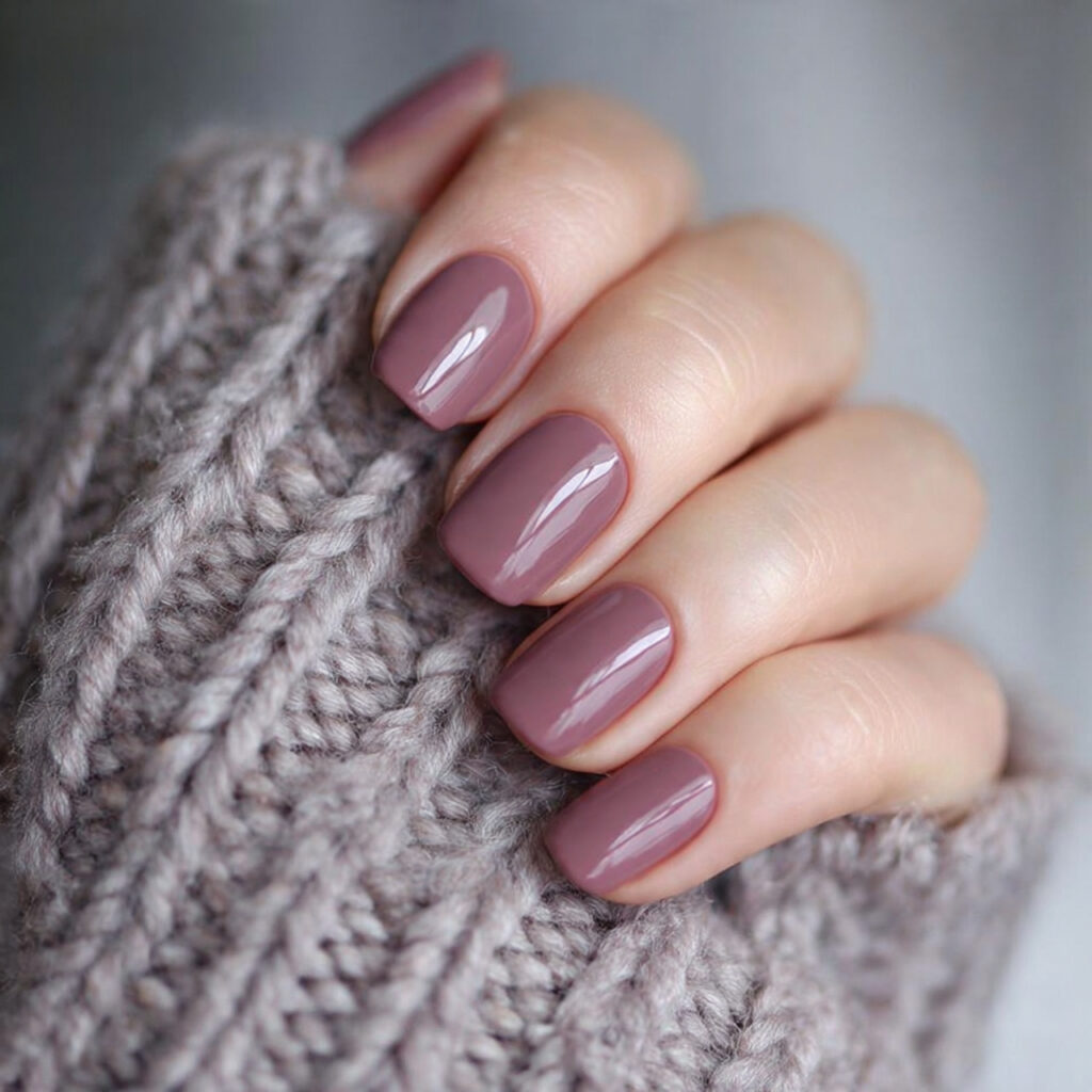 28 End of Winter Nail Ideas That Feel Cozy, Chic, and Transitional 13 nails in a muted mauve shade with