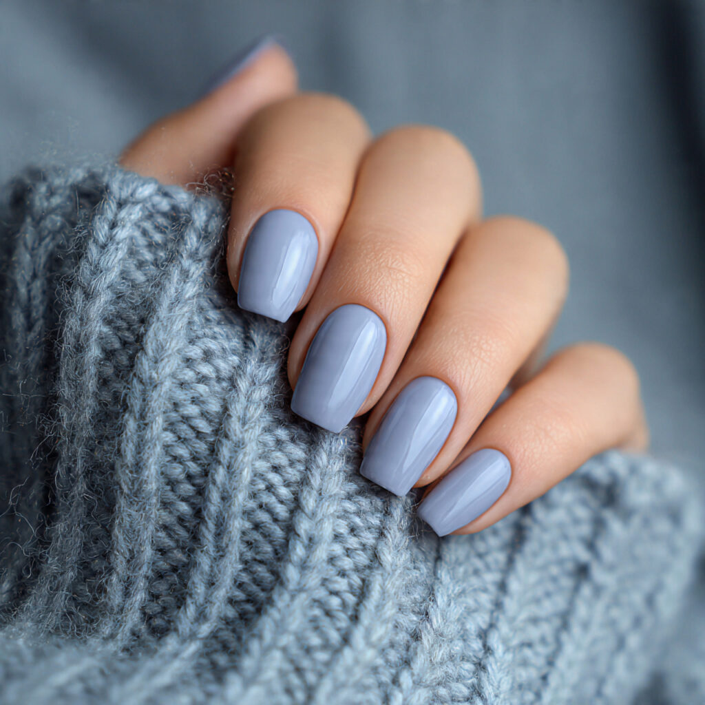 28 End of Winter Nail Ideas That Feel Cozy, Chic, and Transitional 19 nails in a muted periwinkle shade with