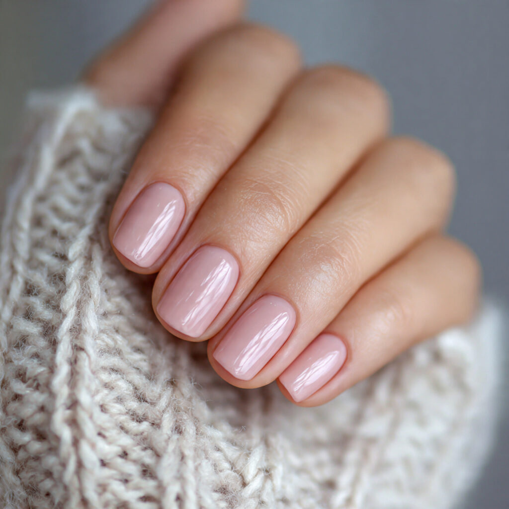 nails in a sheer pink beige shade light