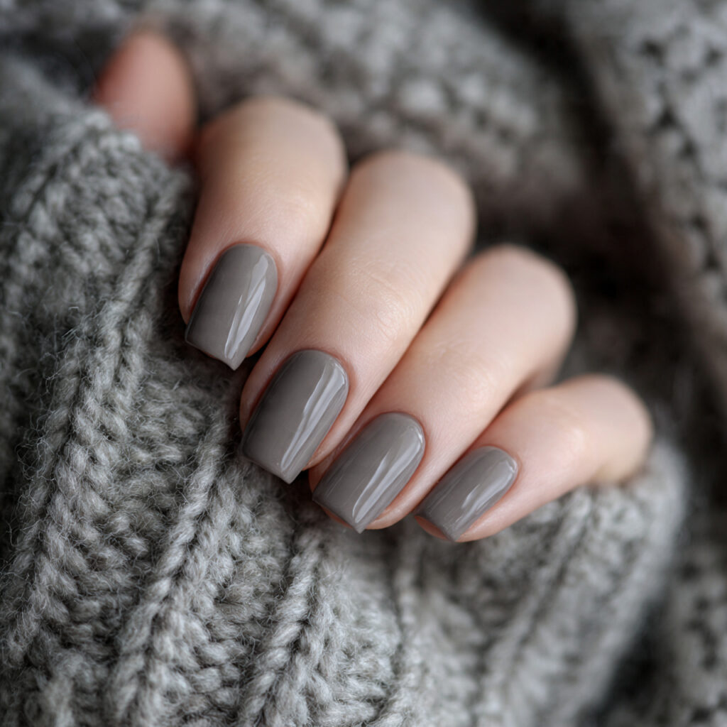 28 End of Winter Nail Ideas That Feel Cozy, Chic, and Transitional 25 nails in a warm stone gray shade inspired
