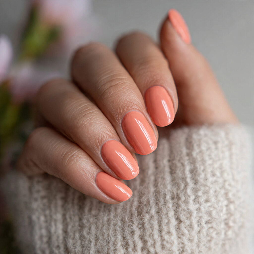 nails in muted coral soft and warm