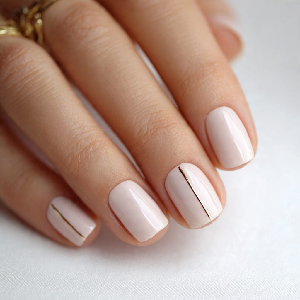 nails in neutral base with a single