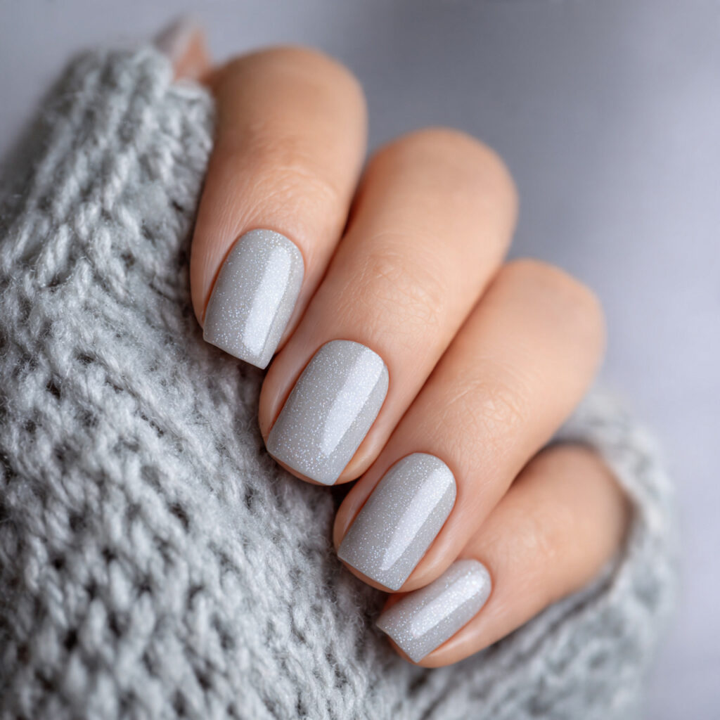 nails in pale gray with the subtlest
