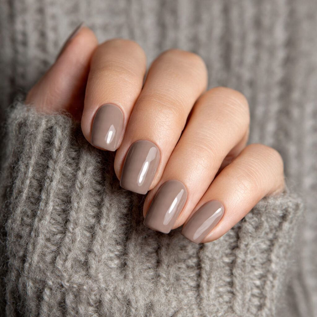 nails in soft taupe earthy and versatile
