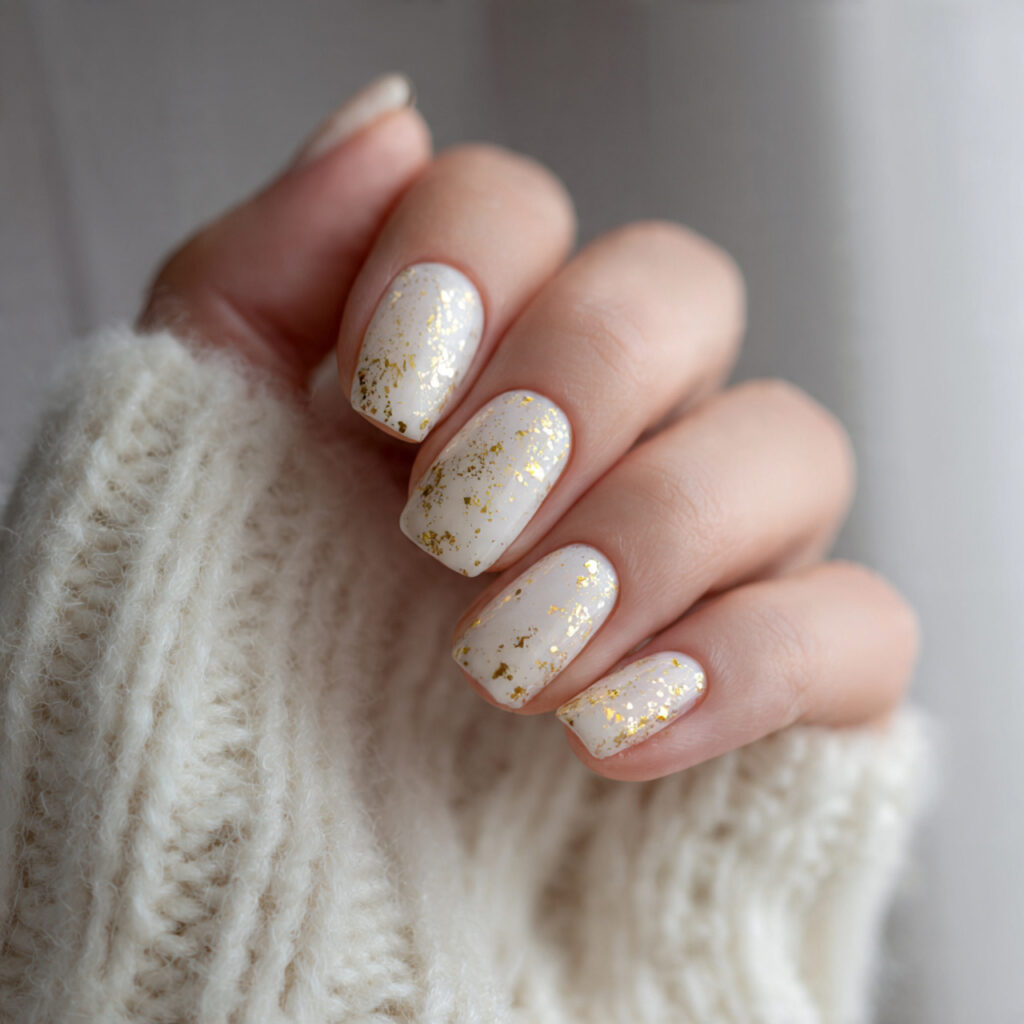 nails in warm ivory accented with delicate