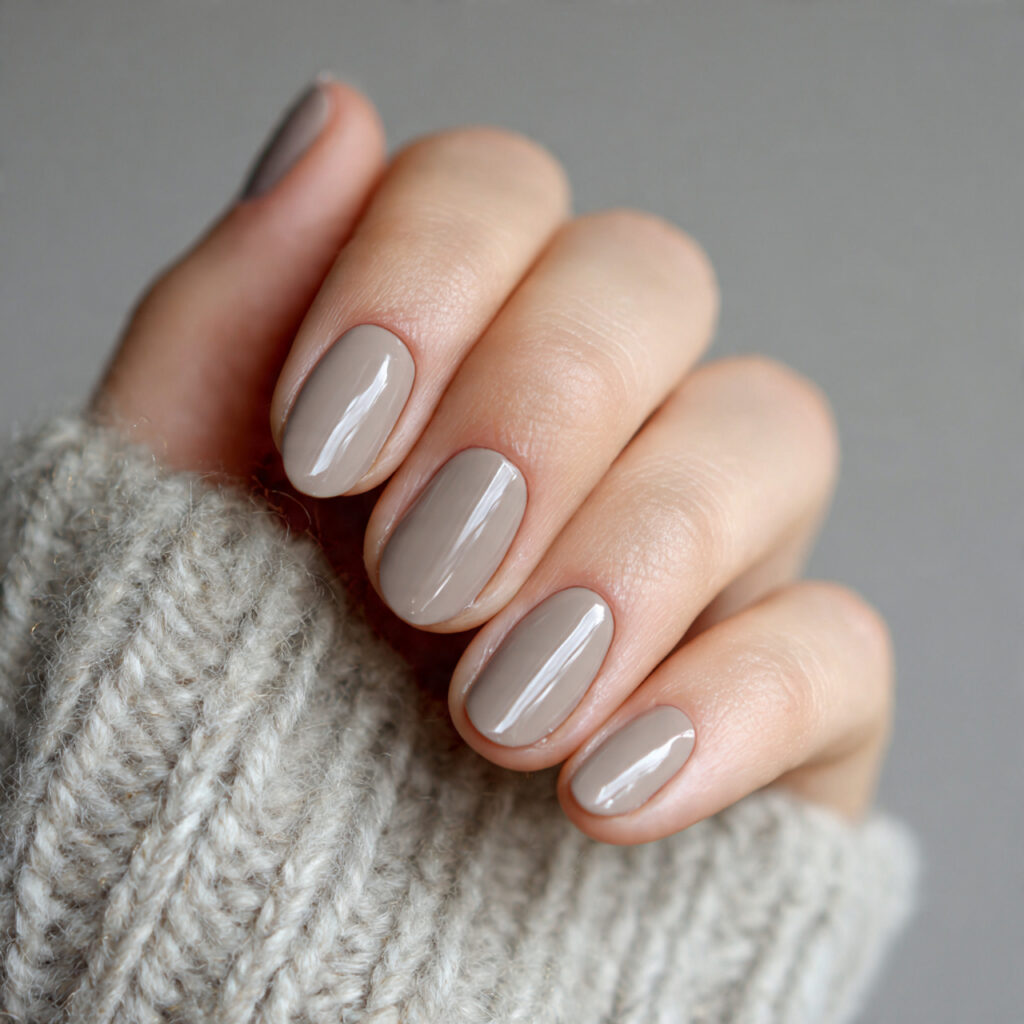23 Natural Looking Nail Designs That Feel Soft, Clean & Timeless 18 nails painted in balanced gray beige neutral shade