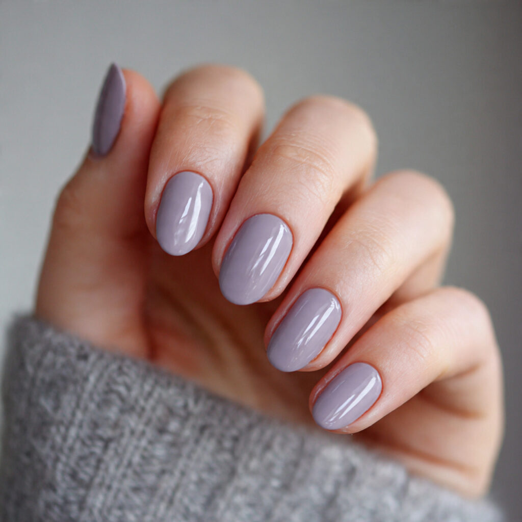 23 Natural Looking Nail Designs That Feel Soft, Clean & Timeless 16 nails painted in muted lavender gray short or