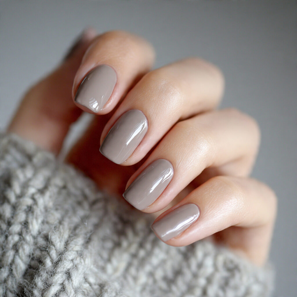 23 Natural Looking Nail Designs That Feel Soft, Clean & Timeless 12 nails painted in soft cool taupe short