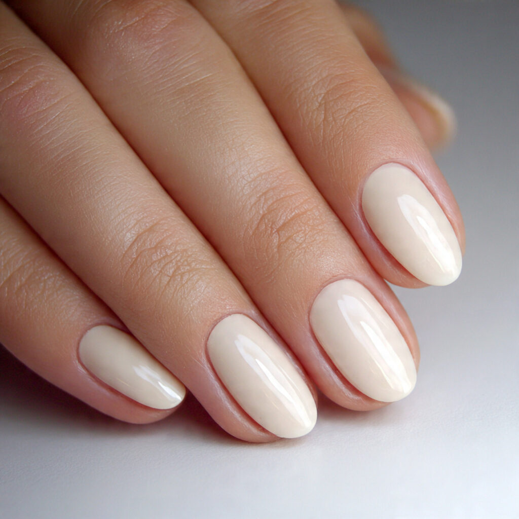 23 Natural Looking Nail Designs That Feel Soft, Clean & Timeless 21 nails painted in soft warm cream rounded