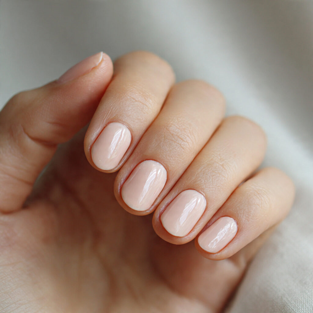 23 Natural Looking Nail Designs That Feel Soft, Clean & Timeless 11 nails with a barely there pale peach polish