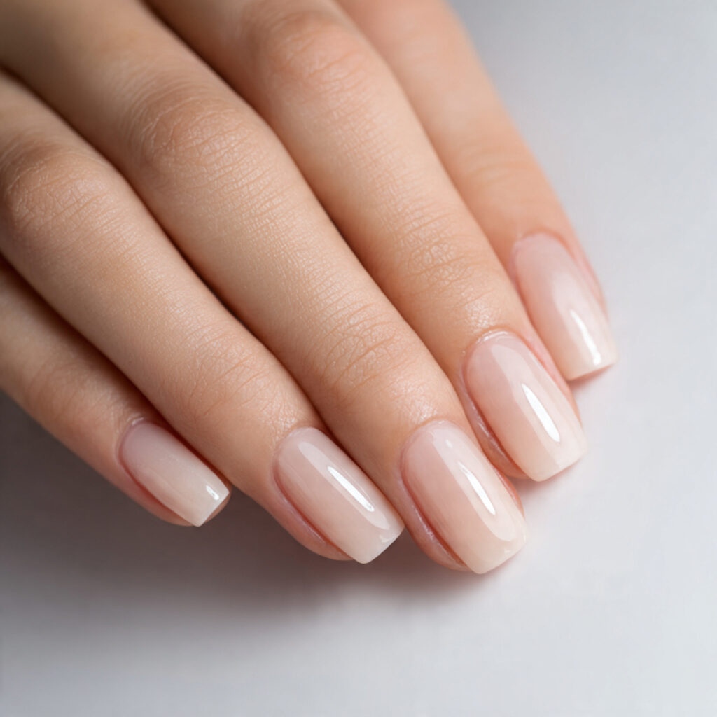 natural nails with no color buffed smooth and fini