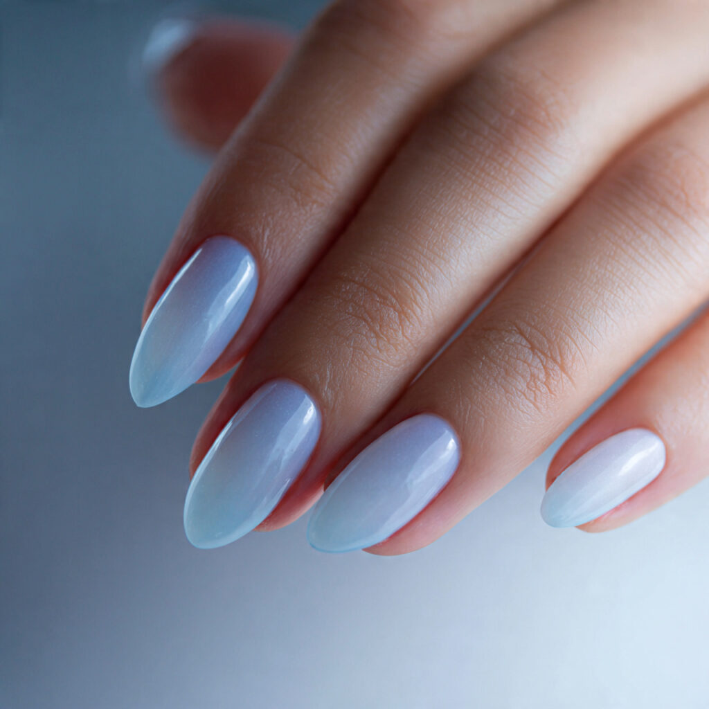 23 Natural Nail Trends 2026 That Feel Soft, Minimal, and Timeless 23 natural nails with ultra sheer blue tint cool