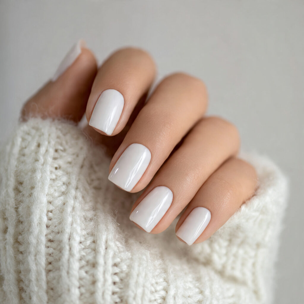 21 Simple Classy Nails 2026 That Look Clean and Elegant 6 opaque milky white nails with a creamy