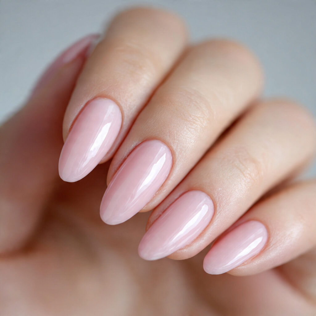 21 Simple Classy Nails 2026 That Look Clean and Elegant 22 oval shaped nails finished with sheer pink or