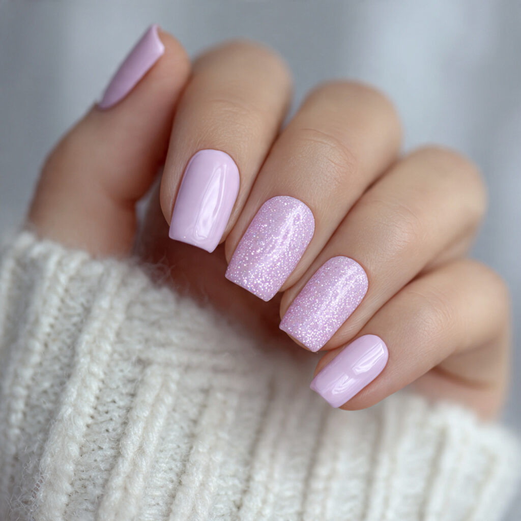 paint nails soft lavender and layer pink
