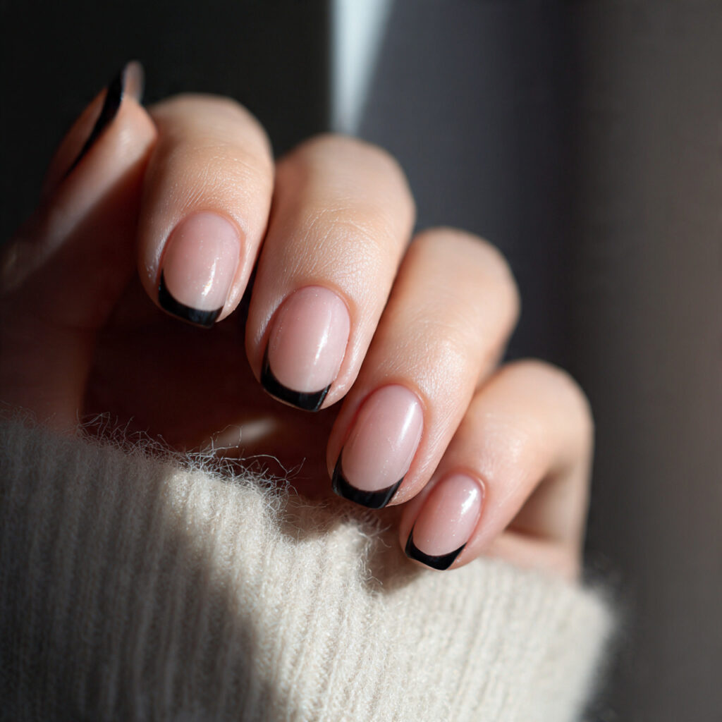 Black Thin French Tips