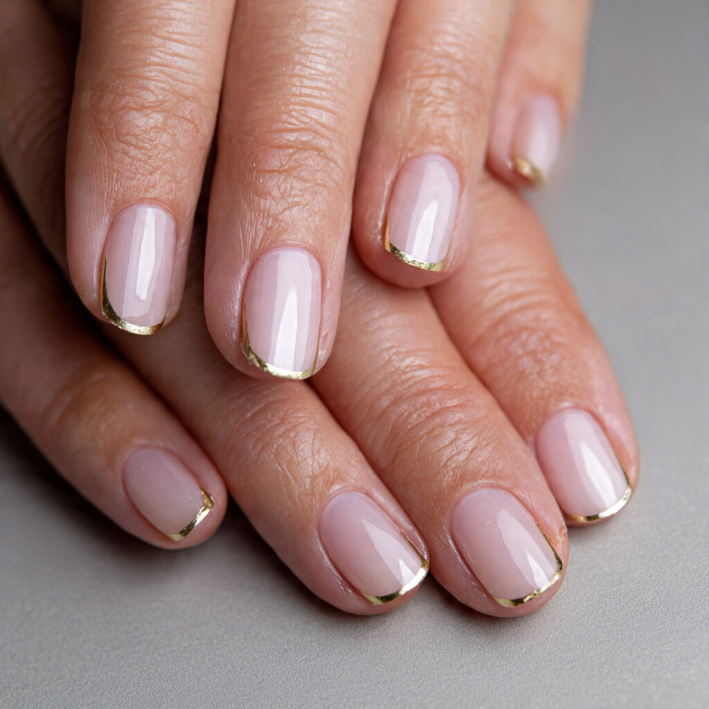 21 Simple Classy Nails 2026 That Look Clean and Elegant 17 sheer or natural base with ultra thin gold