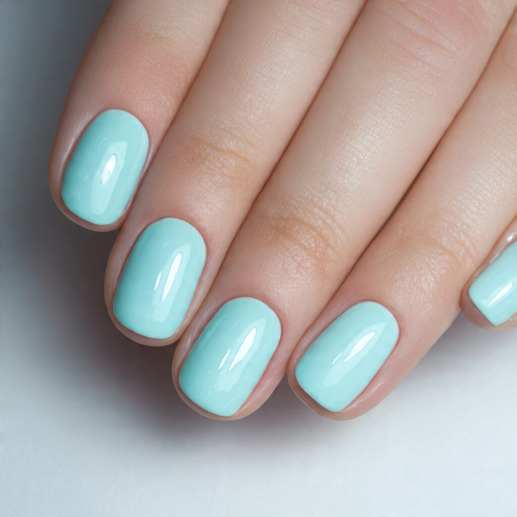 26 Easy Spring Nails Anyone Can Do at Home 23 Pale Aqua Solid