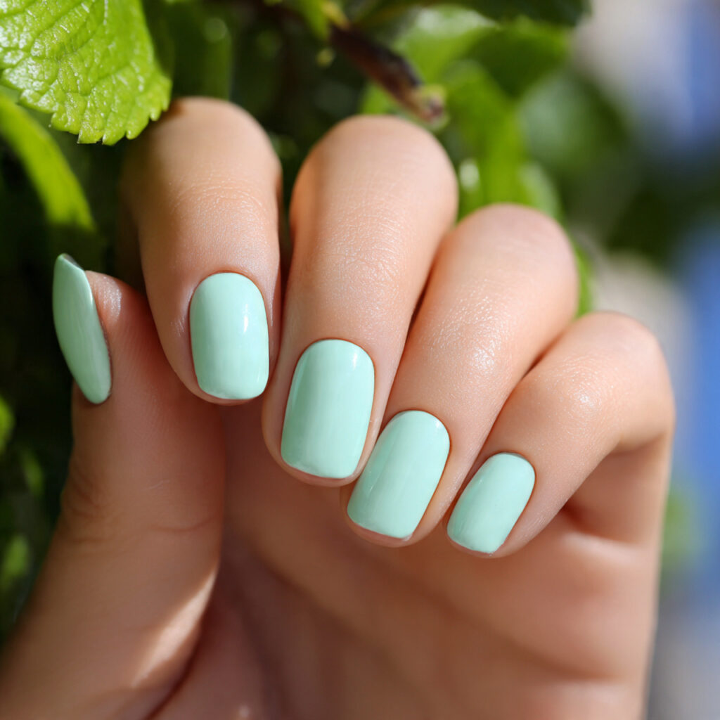 26 Easy Spring Nails Anyone Can Do at Home 4 Pale Mint Green