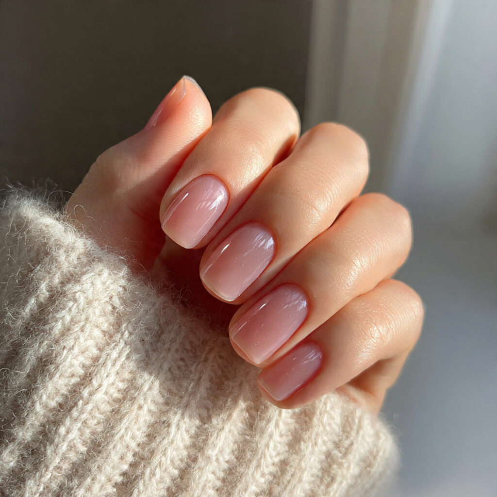 26 Easy Spring Nails Anyone Can Do at Home 21 Sheer Champagne Pink