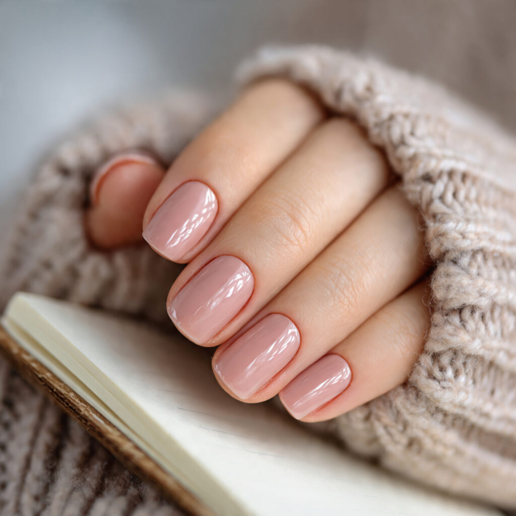 25 Busy Mom Nail Ideas That Look Put-Together Without Extra Effort 21 short natural nails in warm blush pink glossy topc