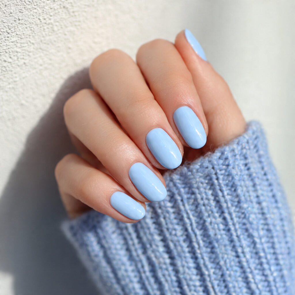 26 Easy Spring Nails Anyone Can Do at Home 7 Baby Blue Solid