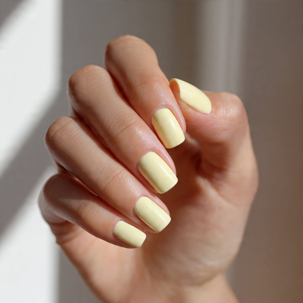 Butter Yellow Square Nails