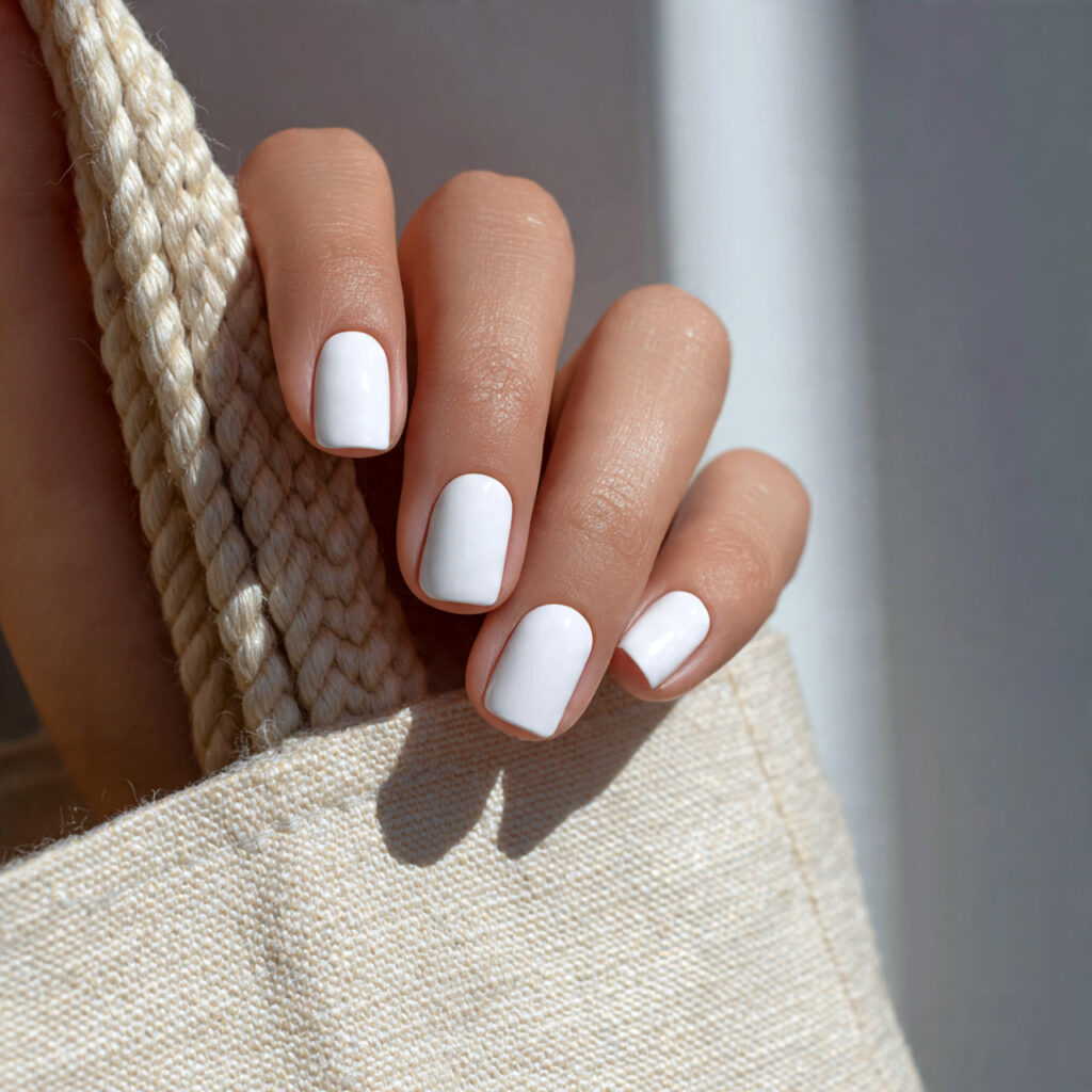 25 Busy Mom Nail Ideas That Look Put-Together Without Extra Effort 10 short square nails painted crisp white glossy topc