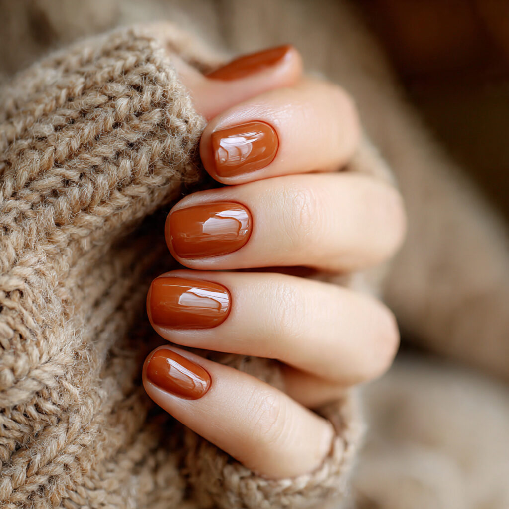 27 Everyday Short Nails That Are Clean, Minimal, and Stylish 10 short caramel brown nails creamy warm tone